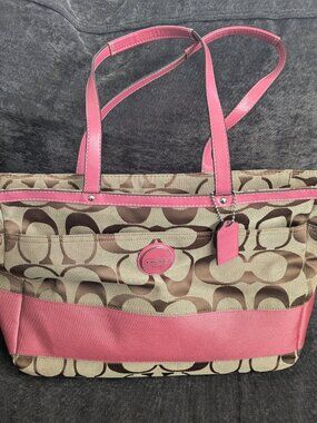 Coach Diaper Bag - Pink & Tan